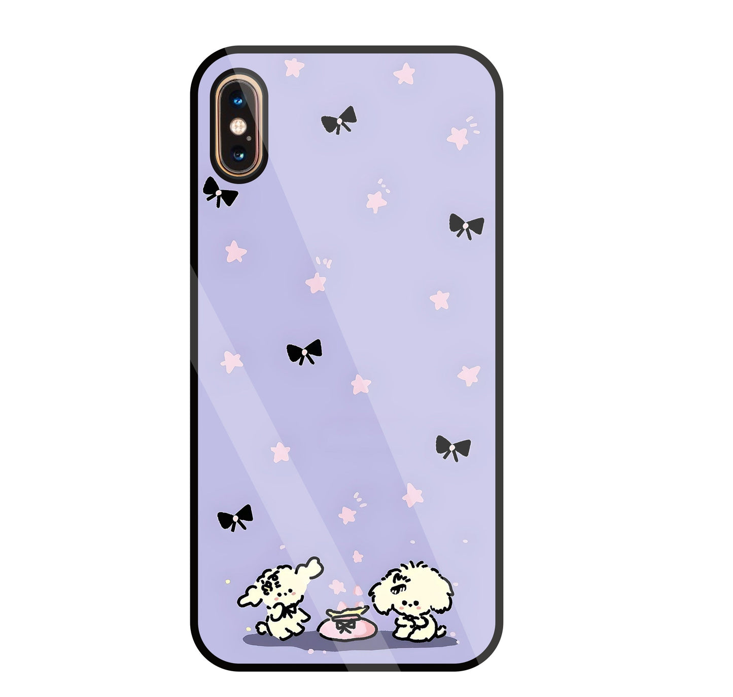 Black Ribbon With Stars Glass Case For Apple iPhone Xs Max
