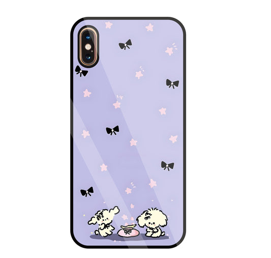 Black Ribbon With Stars Glass Case For Apple iPhone Xs Max