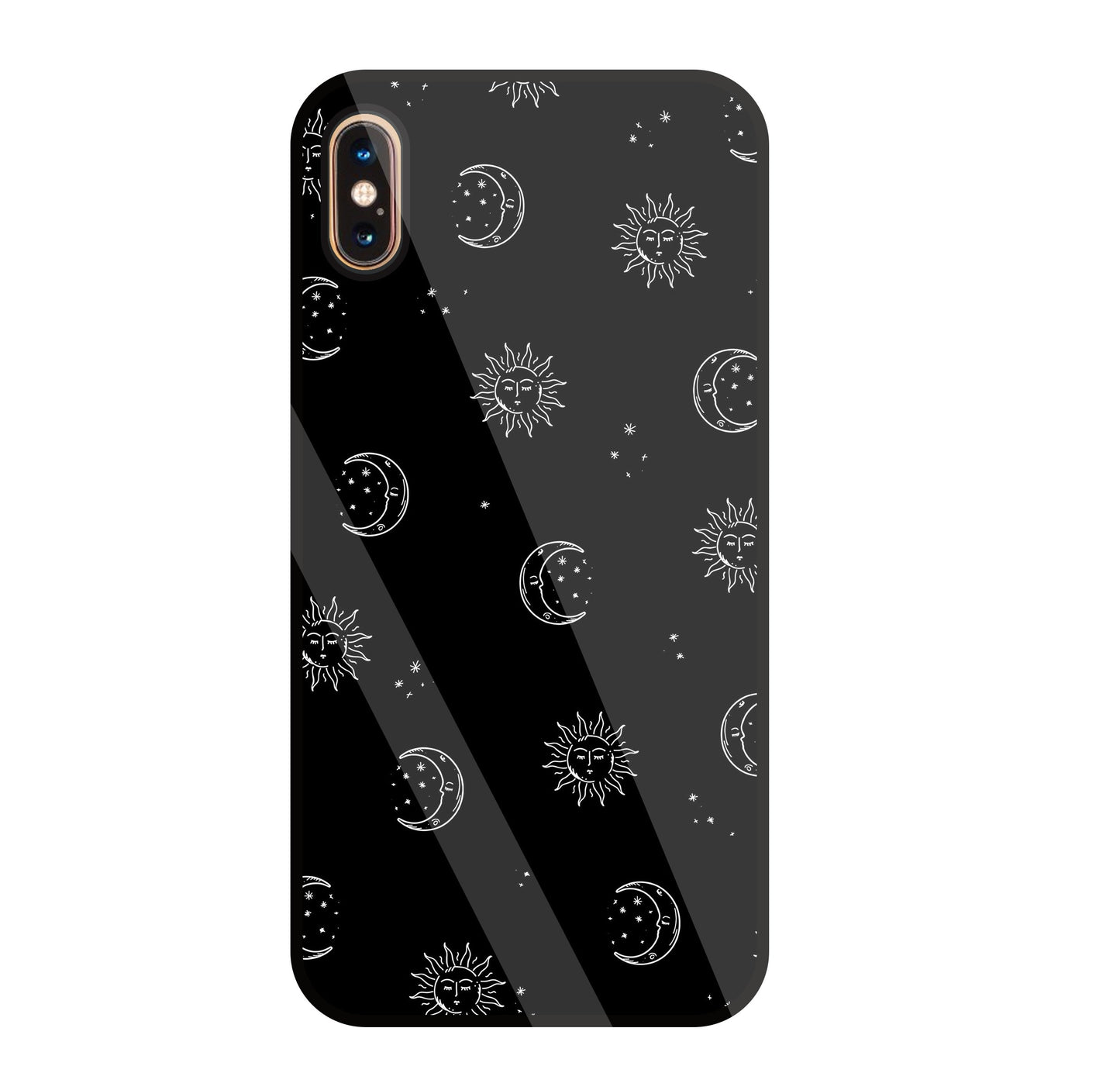 Black Sun With Moon Glass Case For Apple iPhone Xs Max