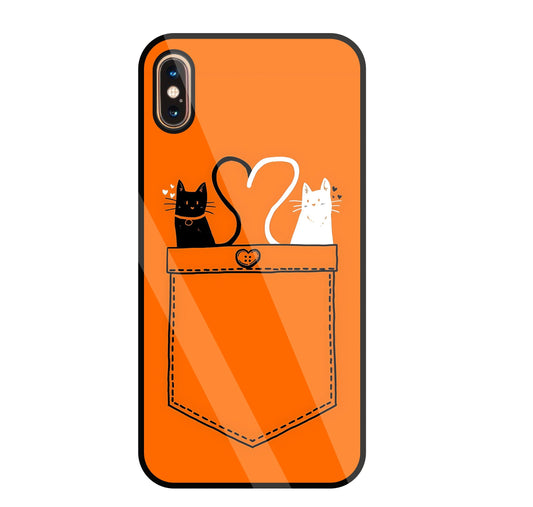 Black And White Cat In Pocket Glass Case For Apple iPhone Xs Max