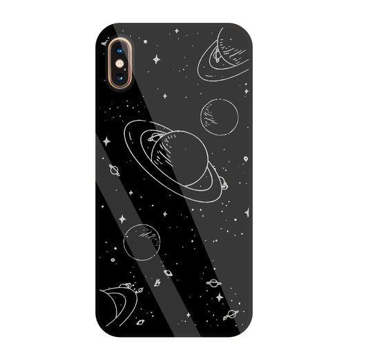 Black And White Space Glass Case For Apple iPhone Xs Max