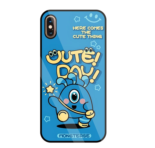 Cute Day! Monsterse Blue Glass Case For Apple iPhone Xs Max