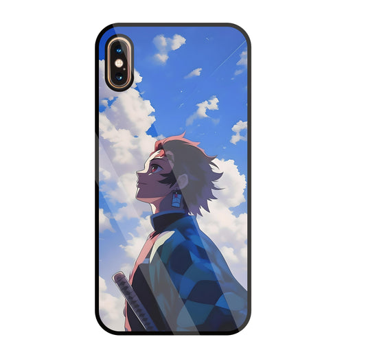 Demon Slayer-Tanjiro Kamado Glass Case For Apple iPhone Xs Max