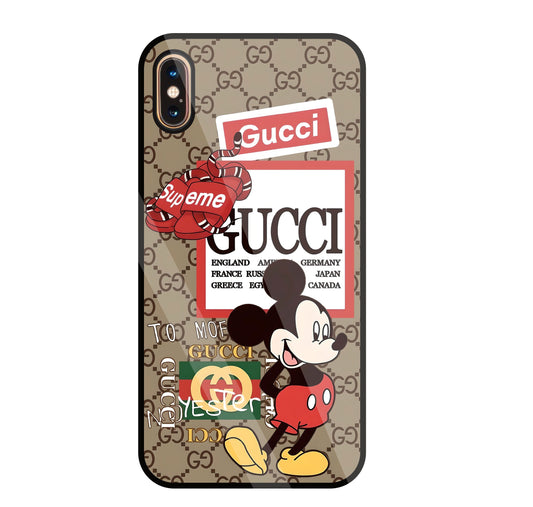 Gucci Mickey Glass Case For Apple iPhone Xs Max