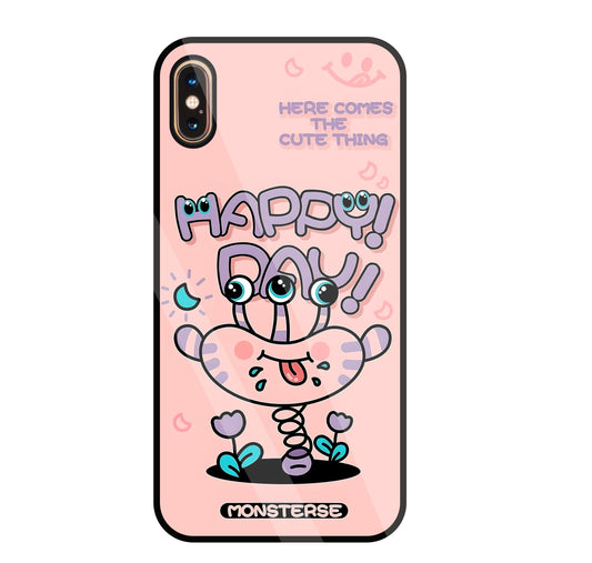 Happy Day Monsterse Pink Glass Case For Apple iPhone Xs Max