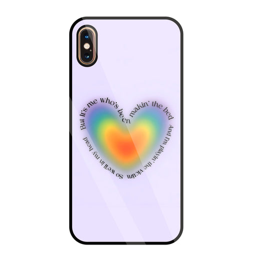 Heart With Neon Colour Glass Case For Apple iPhone Xs Max