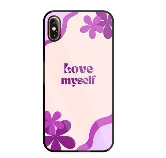 Love Myself Purple Flower Glass Case For Apple iPhone Xs Max