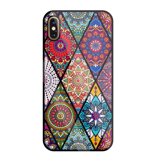 Mandala Patterns Colourful Glass Case For Apple iPhone Xs Max