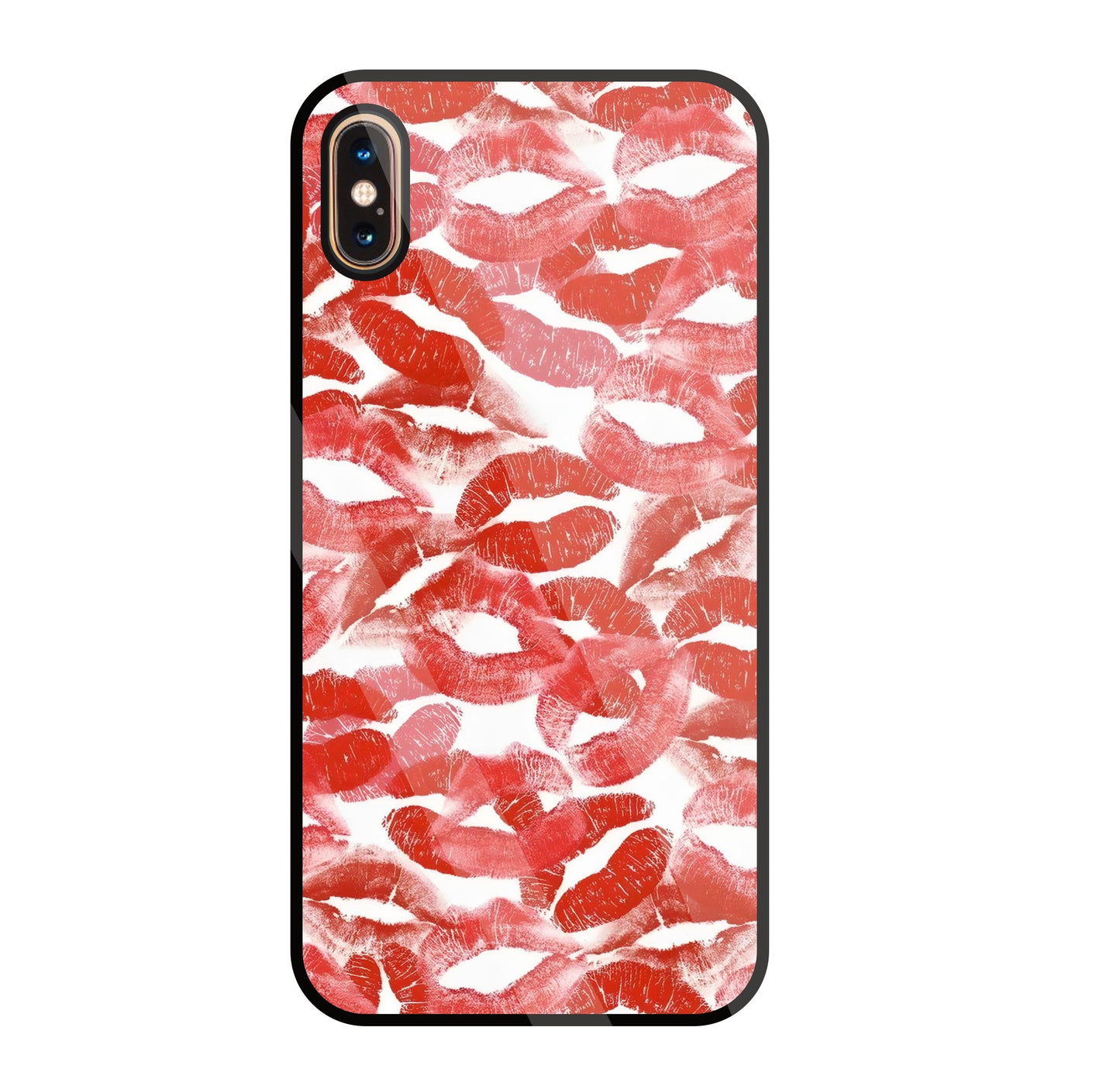 Multi Lips Kisses Glass Case For Apple iPhone Xs Max