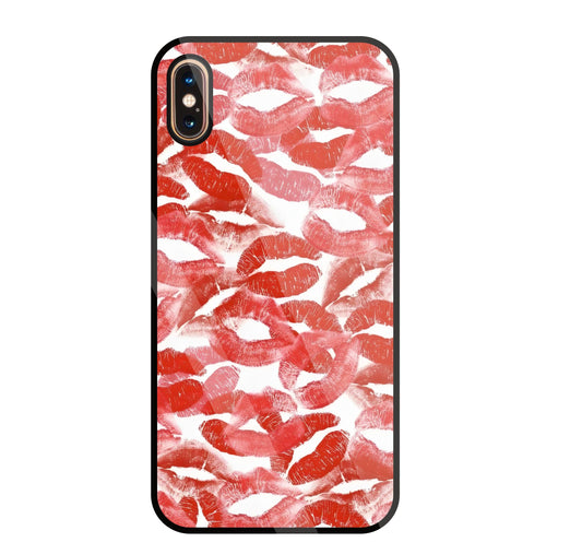 Multi Lips Kisses Glass Case For Apple iPhone Xs Max