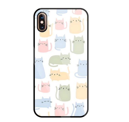 Multicolor cat Glass Case For Apple iPhone Xs Max