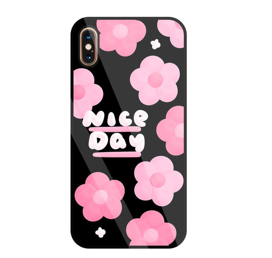 Nice Day Pink Flower Glass Case For Apple iPhone Xs Max