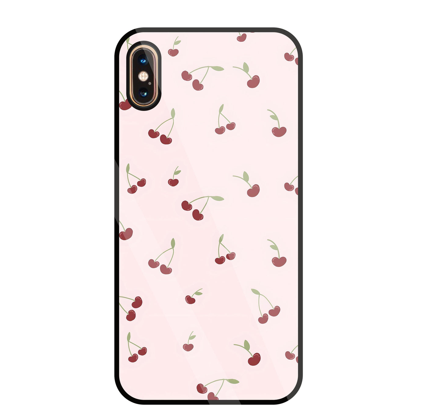 Pink Cherry Glass Case For Apple iPhone Xs Max