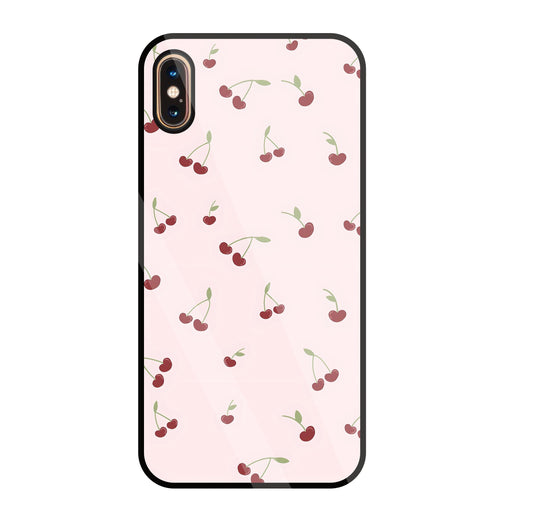 Pink Cherry Glass Case For Apple iPhone Xs Max