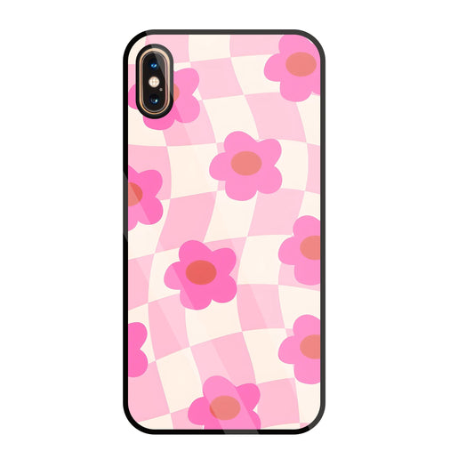 Pink Flower Glass Case For Apple iPhone Xs Max