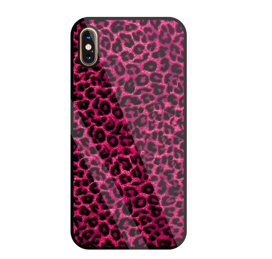 Pink Leopard Glass Case For Apple iPhone Xs Max