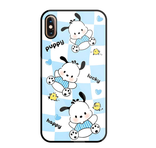 Pochacco Puppy Blue Glass Case For Apple iPhone Xs Max