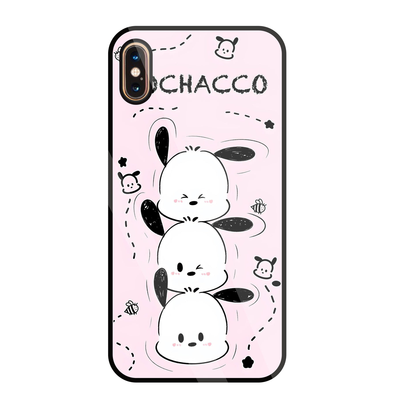 Pochacco Puppy Pink Glass Case For Apple iPhone Xs Max