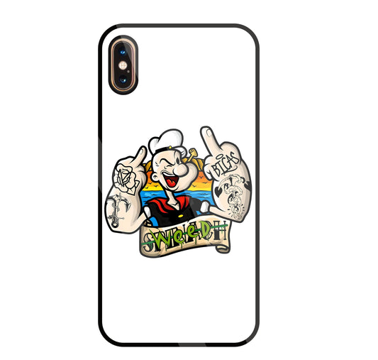 Popeye Weed Glass Case For Apple iPhone Xs Max