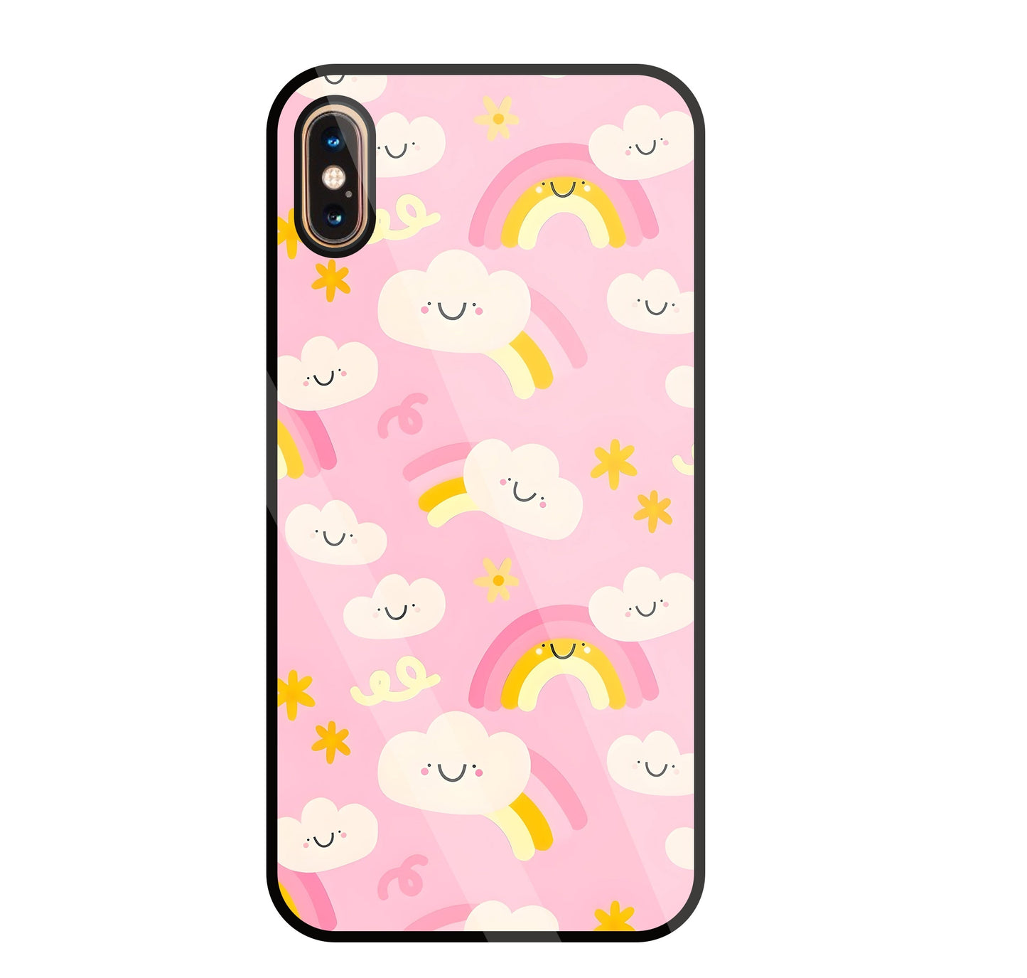 Smile Clouds With  Rainbow Glass Case For Apple iPhone Xs Max