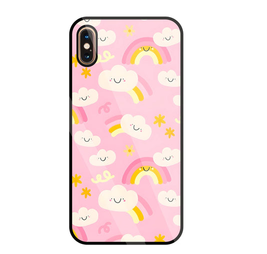 Smile Clouds With  Rainbow Glass Case For Apple iPhone Xs Max