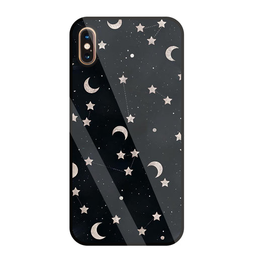 Star And Hulf Moon Space Glass Case For Apple iPhone Xs Max