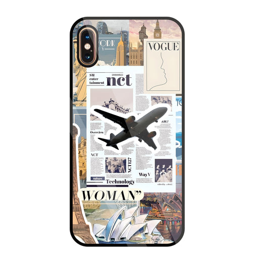 Woman Aeroplane Glass Case For Apple iPhone Xs Max