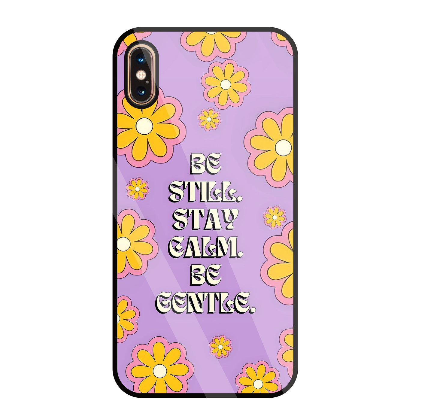 Yellow Flowers With Quotes Glass Case For Apple iPhone Xs Max