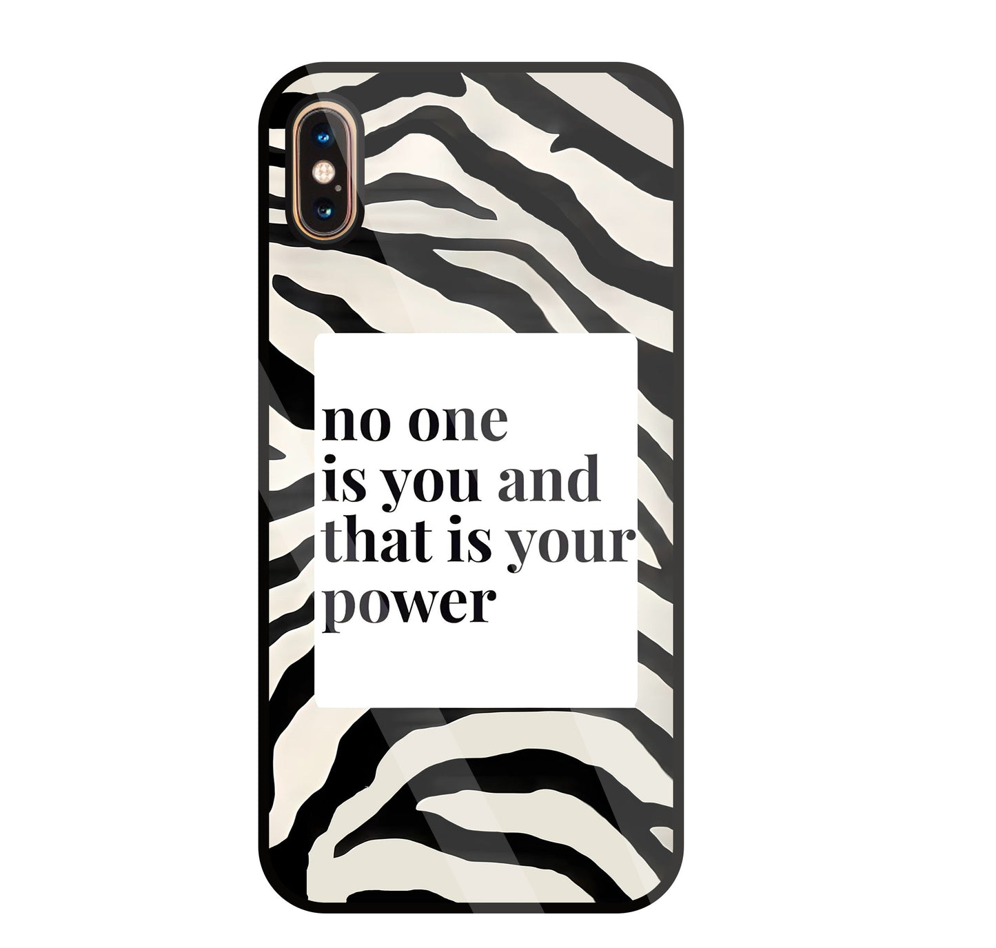 Zebra pattern with quote Glass Case For Apple iPhone Xs Max