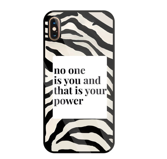 Zebra pattern with quote Glass Case For Apple iPhone Xs Max