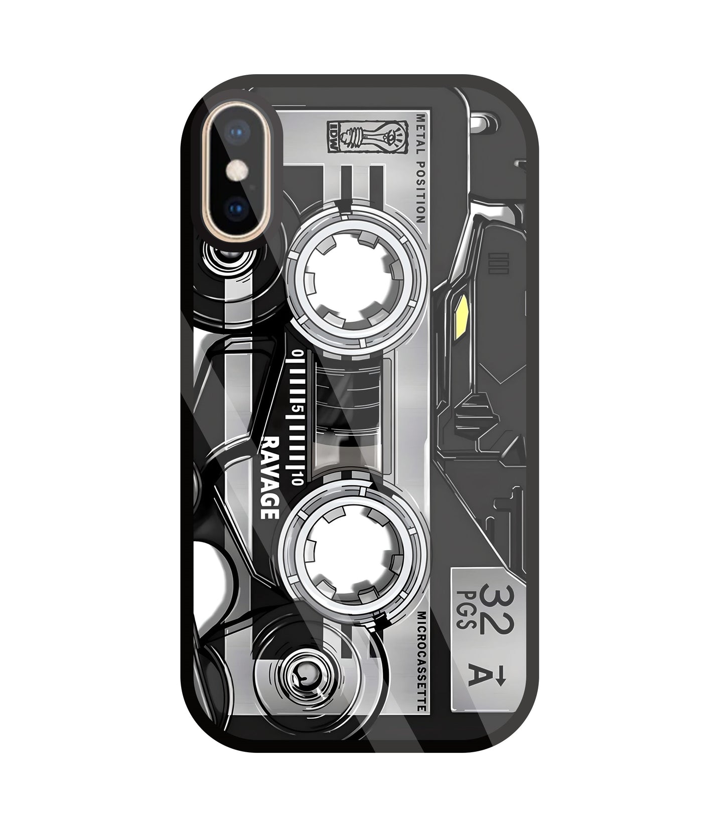 Microcassette Glass Case For Apple iPhone Xs