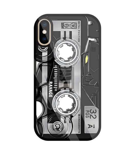 Microcassette Glass Case For Apple iPhone Xs