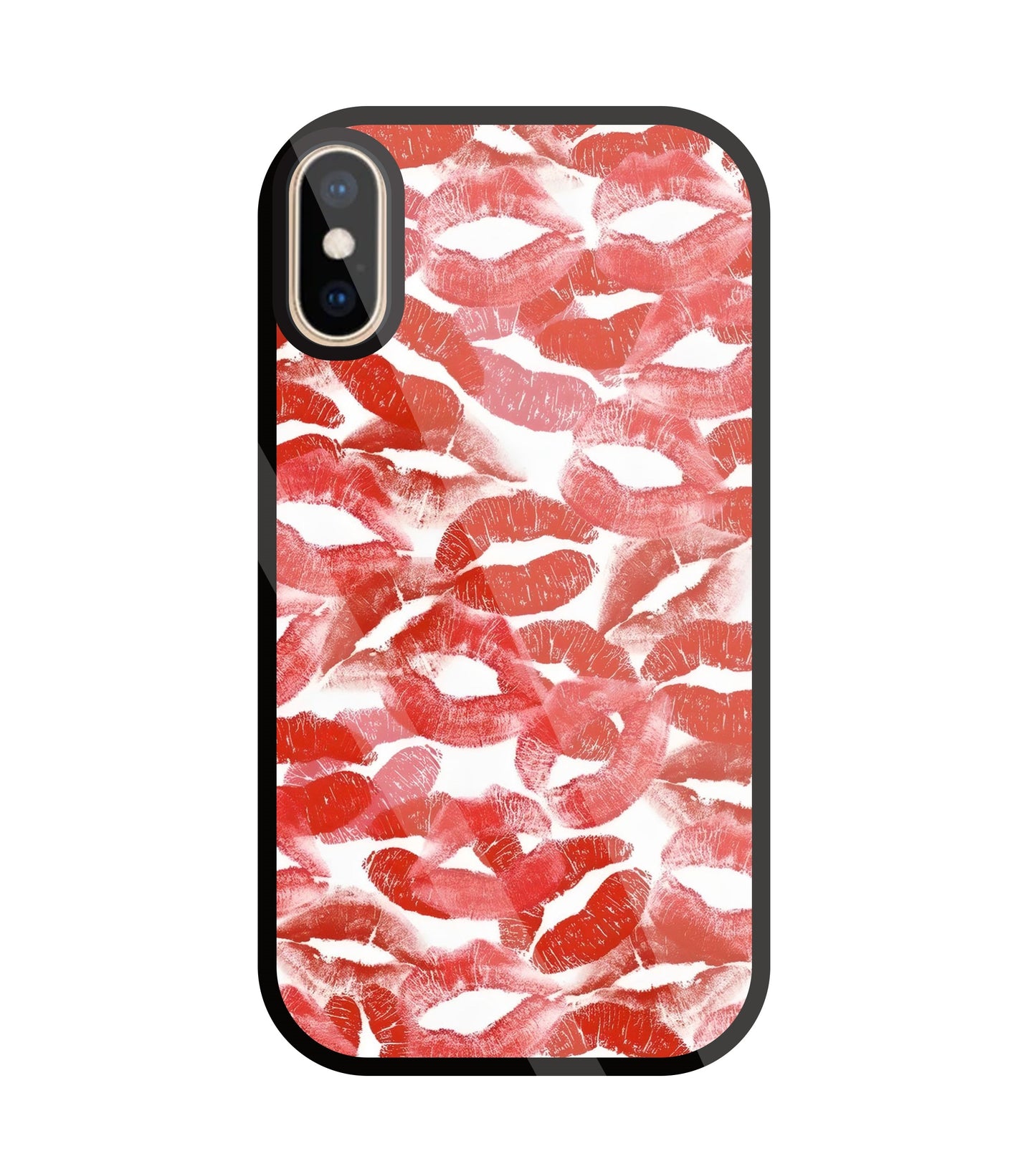Multi Lips Kisses Glass Case For Apple iPhone Xs