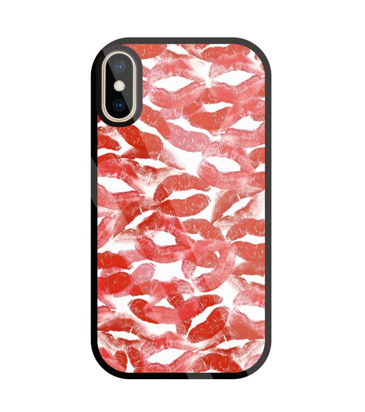 Multi Lips Kisses Glass Case For Apple iPhone Xs