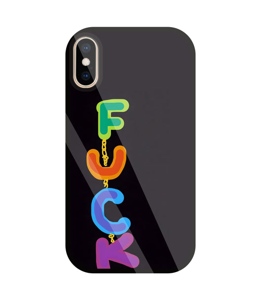 Multicolor Fuck Glass Case For Apple iPhone Xs