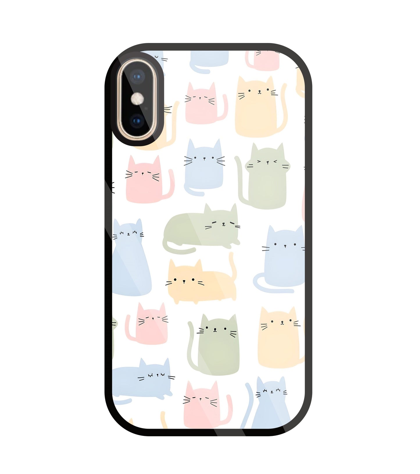Multicolor cat Glass Case For Apple iPhone Xs
