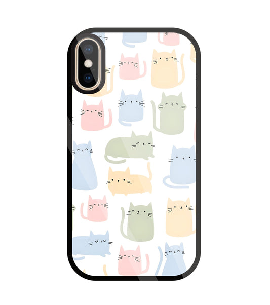 Multicolor cat Glass Case For Apple iPhone Xs