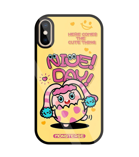 Nice Day Monsterse Yellow Glass Case For Apple iPhone Xs