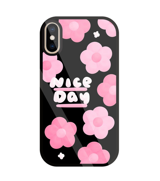 Nice Day Pink Flower Glass Case For Apple iPhone Xs