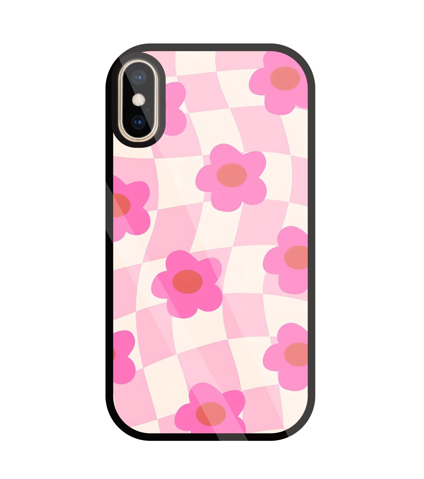 Pink Flower Glass Case For Apple iPhone Xs