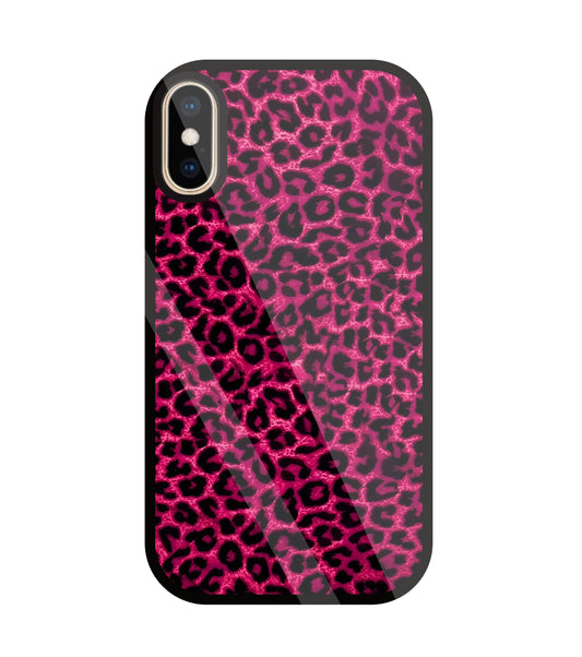 Pink Leopard Glass Case For Apple iPhone Xs