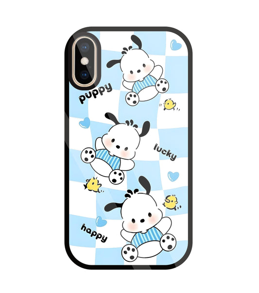 Pochacco Puppy Blue Glass Case For Apple iPhone Xs