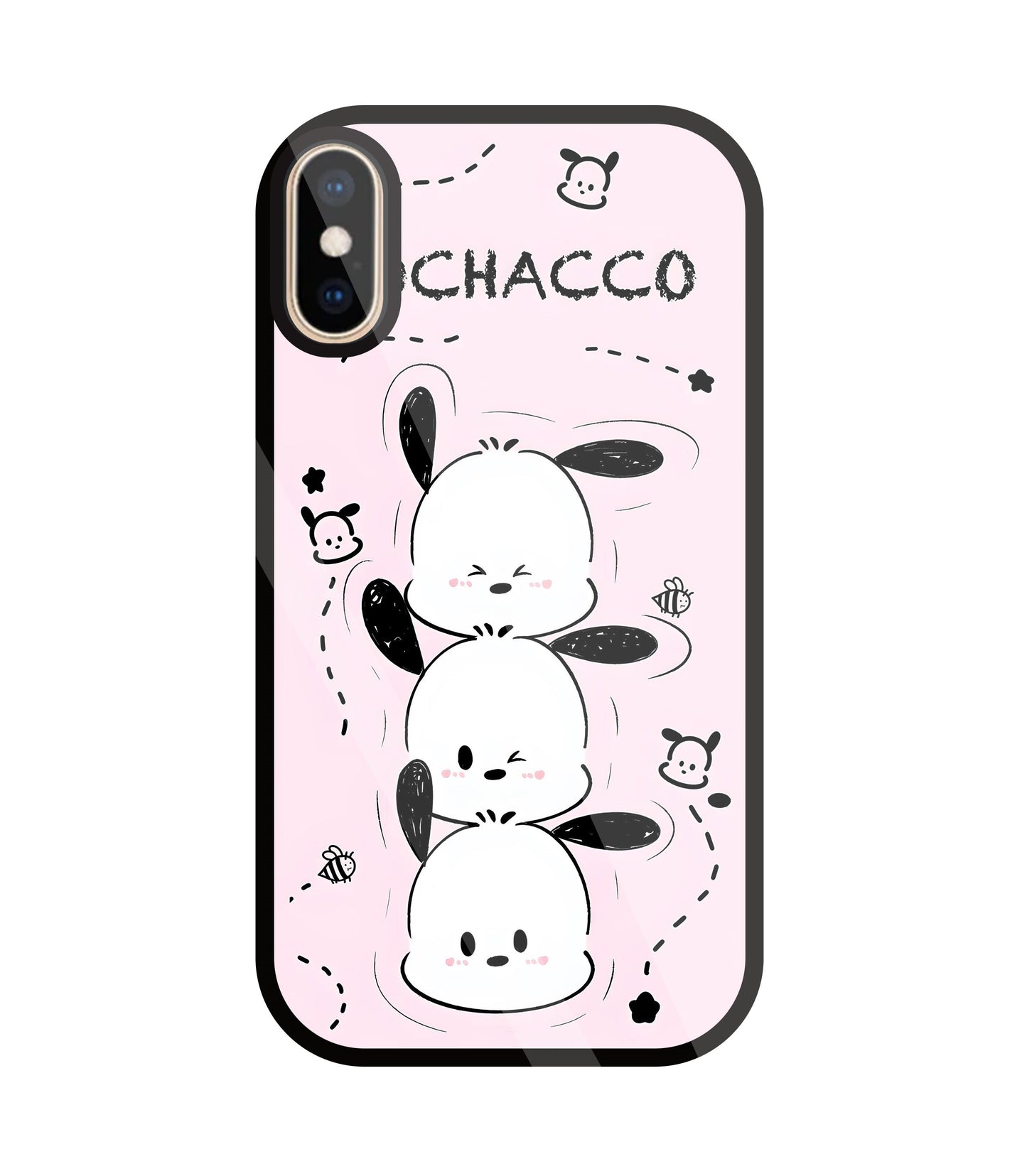 Pochacco Puppy Pink Glass Case For Apple iPhone Xs