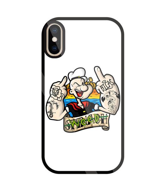 Popeye Weed Glass Case For Apple iPhone Xs