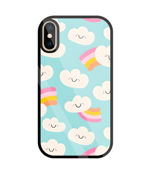 Smiley Clouds Glass Case For Apple iPhone Xs