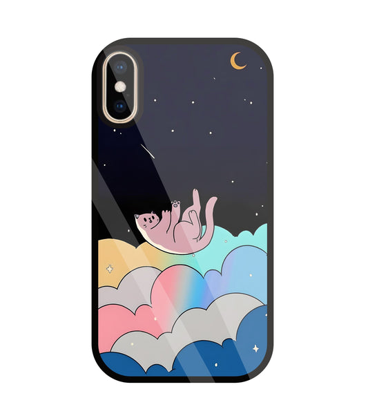 Space Cat Art Glass Case For Apple iPhone Xs