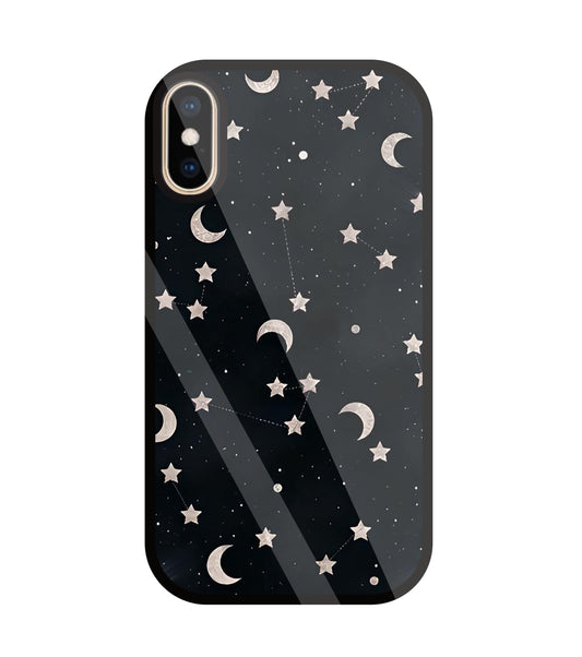 Star And Hulf Moon Space Glass Case For Apple iPhone Xs