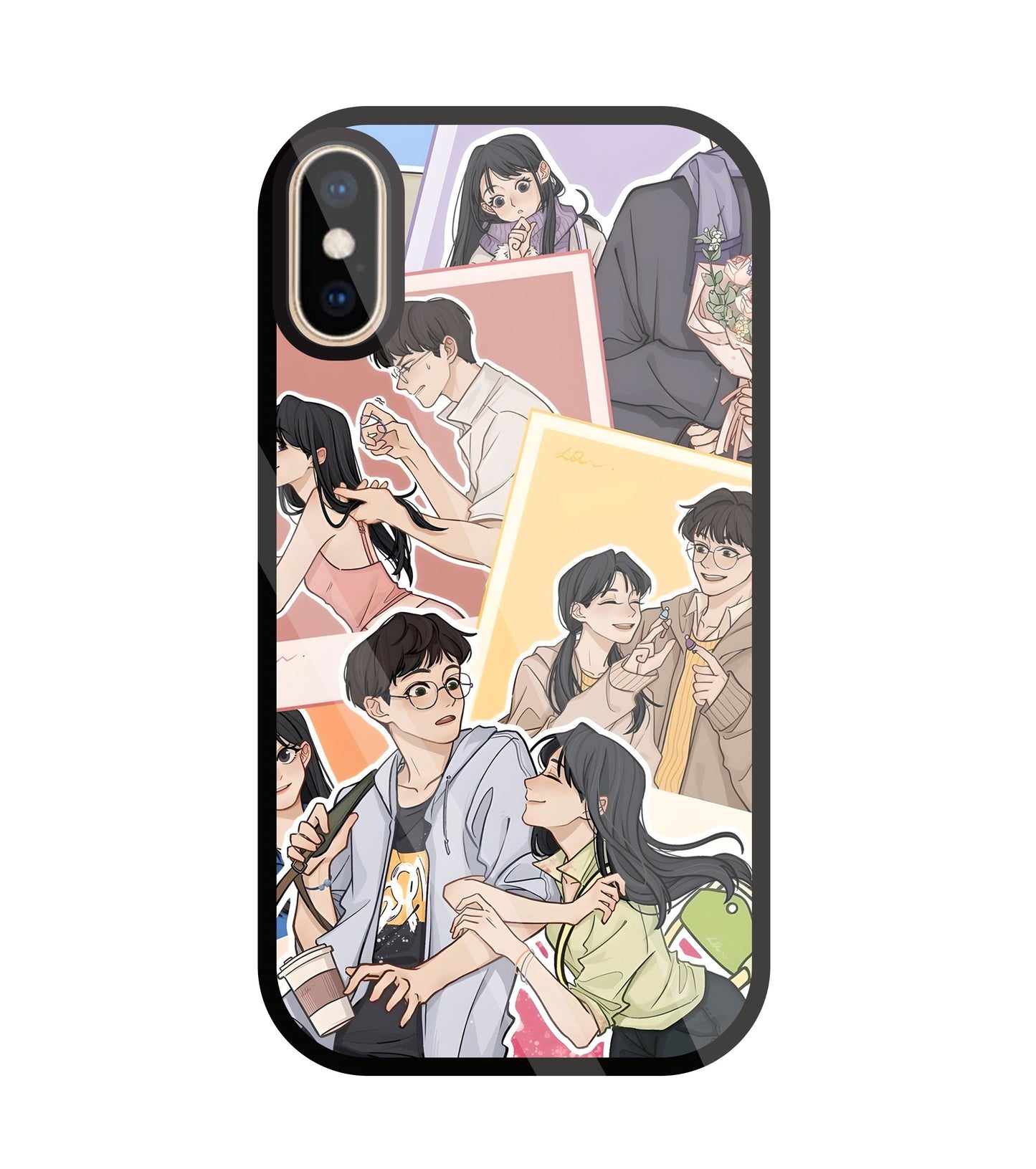 Korean Couples Glass Case For Apple iPhone Xs