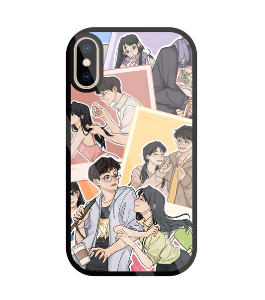 Korean Couples Glass Case For Apple iPhone Xs
