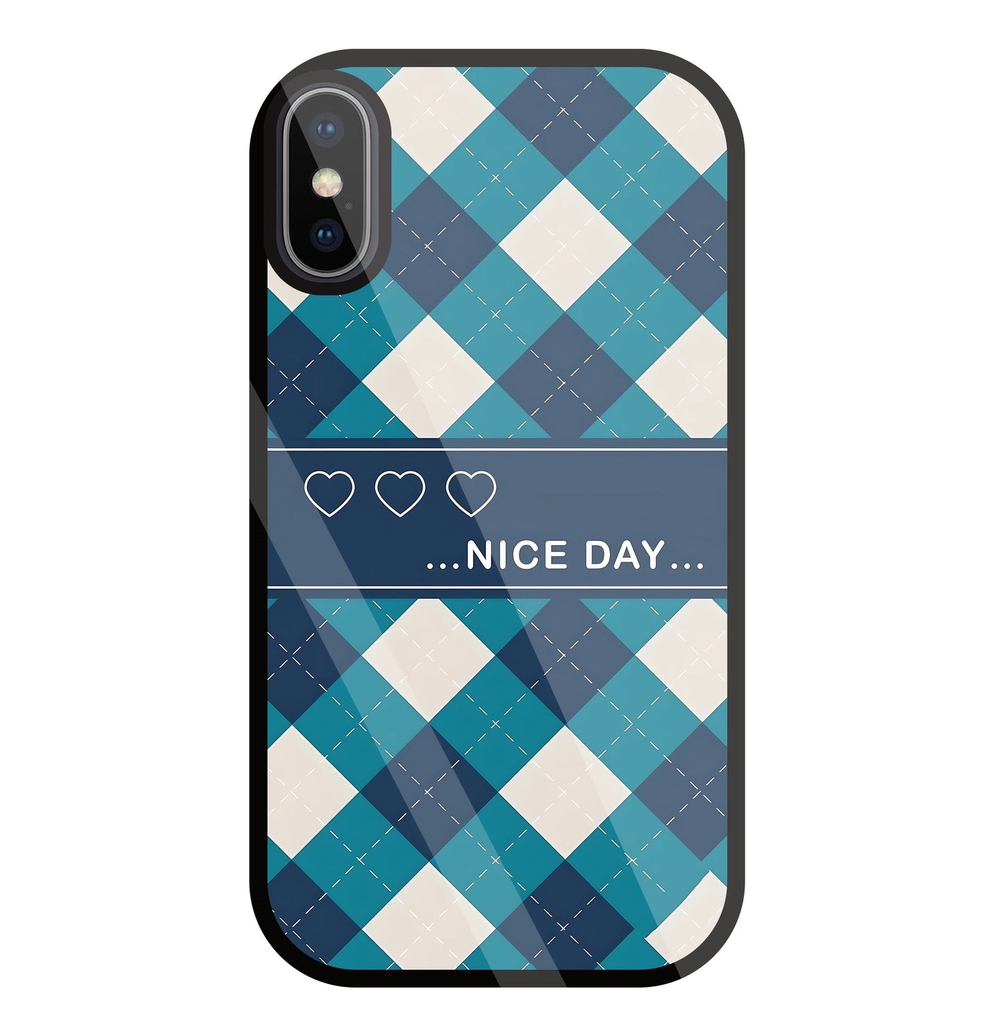 Argyle sweater pattern Glass Case For Apple iPhone X